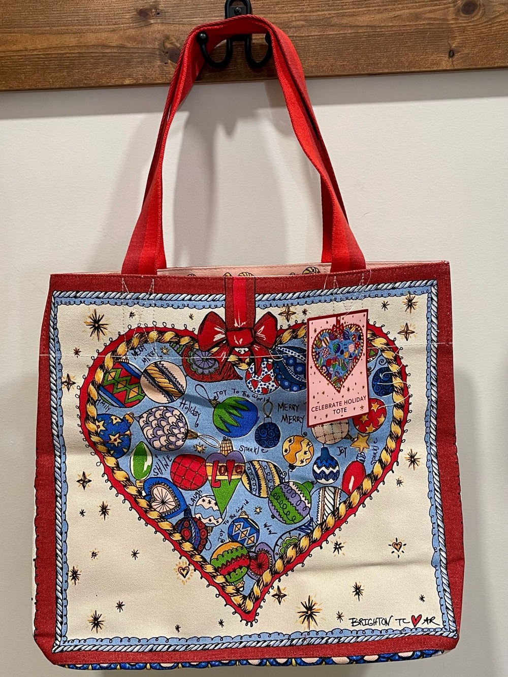 Brighton Red and Multicolor Heart Ornament Tote